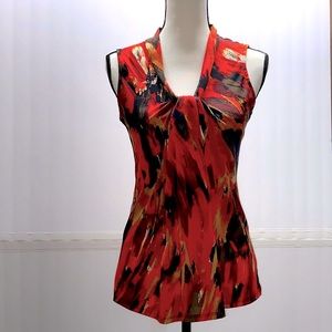 Silky Sleeveless Top Watercolor/Splash Print